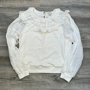 Othilia Top Womens Medium  Caty Ruffled Eyelet Ruffle Casual Sz L